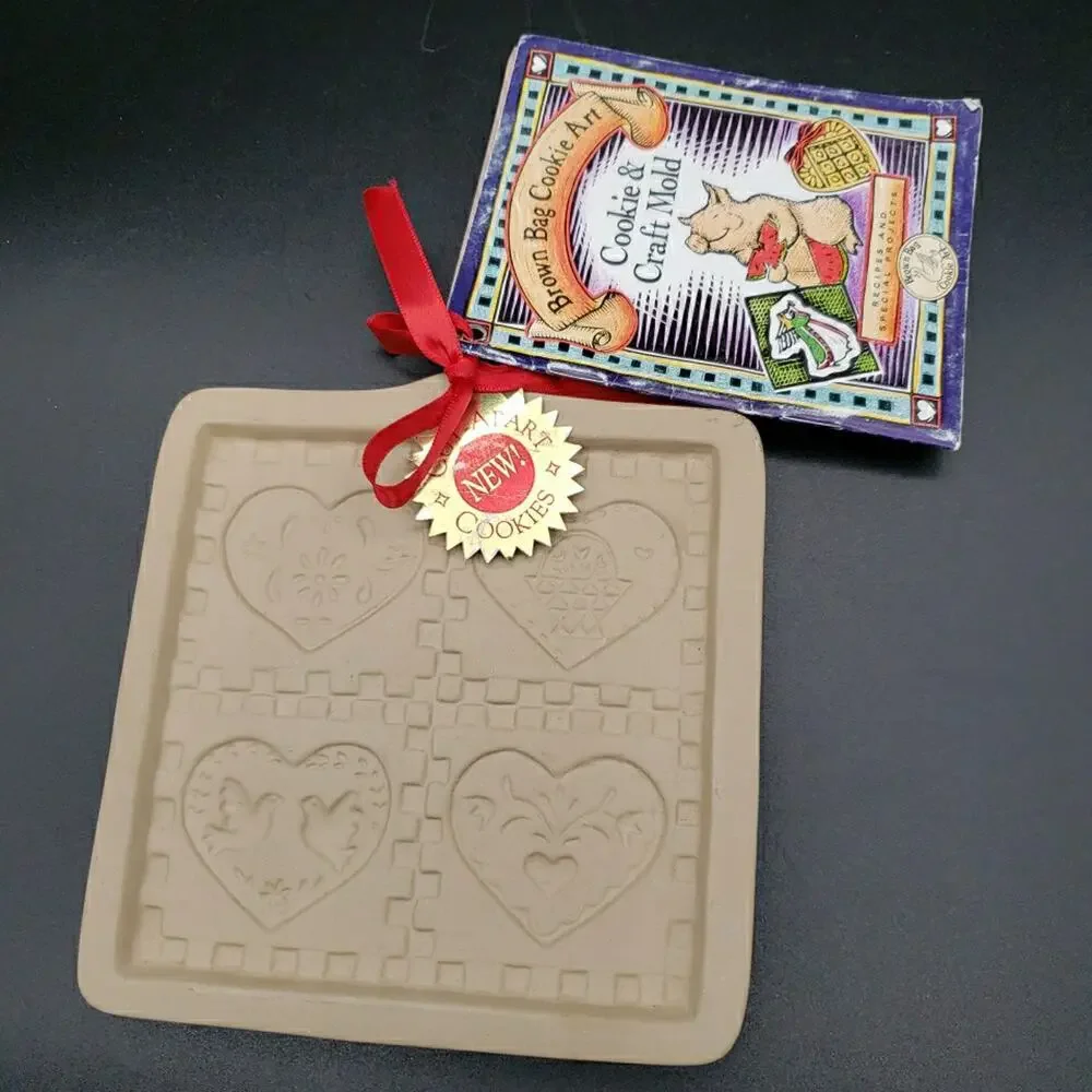 Vintage 1996 Brown Bag Cookie Art Cut Apart Hearts 5.25